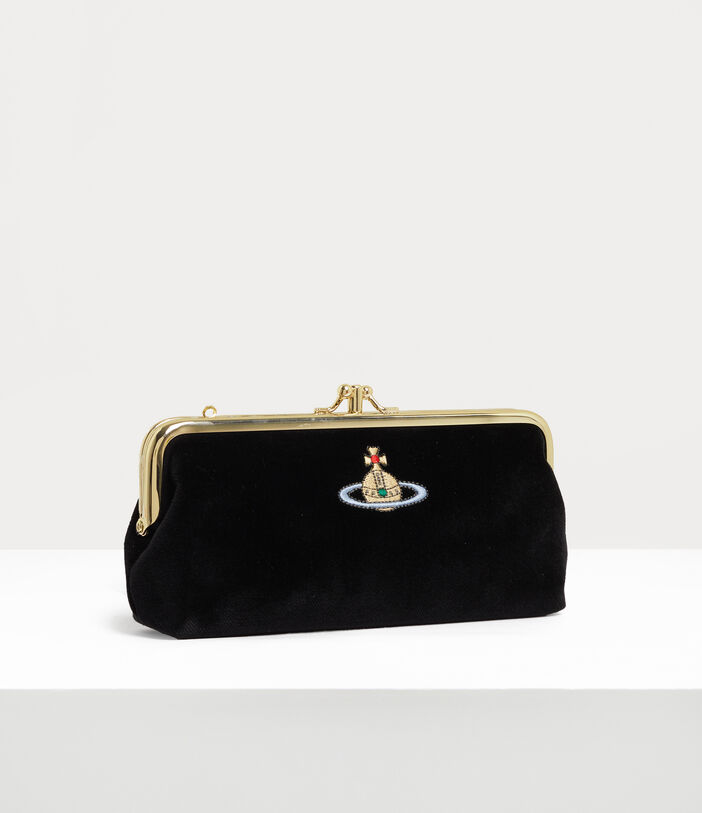 Vivienne Westwood EMBROIDERED ORB DOUBLE FRAME PURSE WITH CHAIN